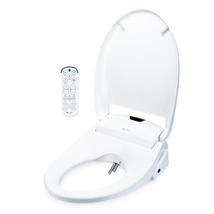 Brondell Swash 1400 Luxury bidet toilet seat with remote open view.