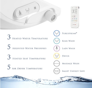 Lotus Hygiene ATS 2000 Bidet Toilet Seat with PureStream® + Remote - Elongated feature list
