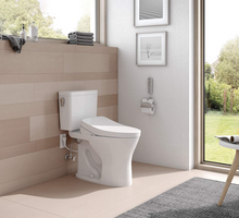 Load image into Gallery viewer, TOTO® DRAKE® WASHLET®+ S550E TWO-PIECE TOILET - 1.28 GPF Auto-Flush - MW7763056CEFGA#01 - UNIVERSAL HEIGHT - bathroom installed