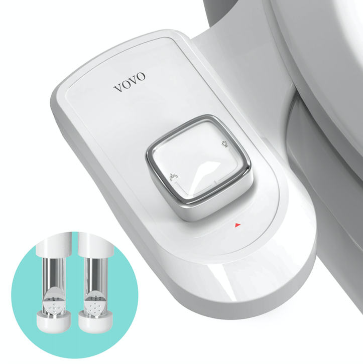 VOVO VM-001D Non-Electric Bidet Attachment, Metal Coated Dual Nozzle System