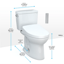 Load image into Gallery viewer, TOTO®  Drake Washlet®+ C5 Two-Piece Toilet - 1.28 GPF - MW7763084CEFG#01 - UNIVERSAL HEIGHT - Dimensions view