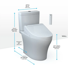 Load image into Gallery viewer, TOTO AQUIA® IV - Washlet®+ C5 Two-Piece Toilet - 1.28 GPF &amp; 0.9 GPF - MW4463084CEMGN#01 - Universal Height - with dimensions