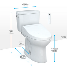 Load image into Gallery viewer, TOTO®  Drake Washlet®+ C5 Two-Piece Toilet - 1.6 GPF - MW7763084CSG#01 - view with dimensions