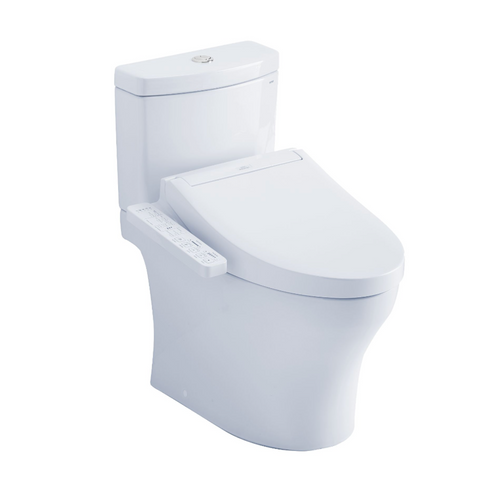 TOTO AQUIA® IV - WASHLET®+ C2 Two-Piece Toilet - 1.28 GPF & 0.9 GPF - MW4463074CEMFGN#01 - Universal Height - diagonal view