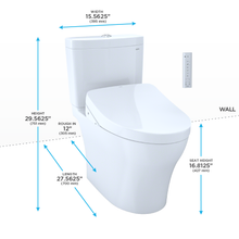 Load image into Gallery viewer, TOTO AQUIA® IV - Washlet®+ S550E Two-Piece Toilet - 1.28 GPF &amp; 0.8 GPF - MW4463056CEMGA#01 measurements dimensions