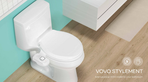 VOVO VM-001D Non-electric Bidet Attachment, Metal Coated Dual Nozzle System, installed i modern bathroom, top view